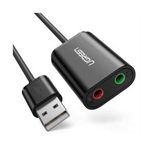 Ugreen 15cm USB External Sound Adapter - Black