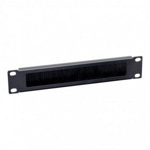 LinkQnet 1U 10-Inch Mini Rack Brush Panel - Black Metal