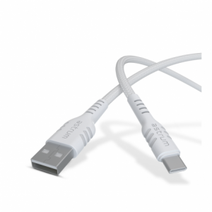 Astrum USB 2.0 Braided USB-A to USB-C Cable- 3A- 1.0m- White – UAC20B