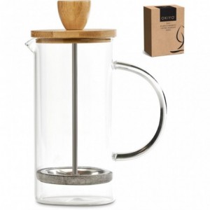 Okiyo Osu Glass &amp; Bamboo Coffee Plunger - 350ml