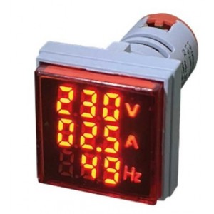 White LED Amp Volt Freq Display 50-500VAC 32mm Square c/w CT