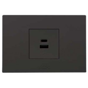 Black Orion 2X4 Pre-Assessed Outlet with USBA and USBC 2.1A