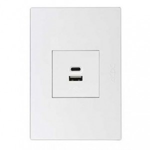 Usba+usbc 2.1A Outlet 2X4 White Orion PRE-ASS.