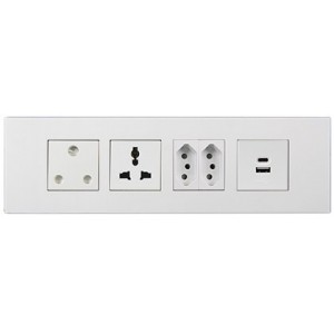 White Multi Socket Adapter with SA 16A and USB