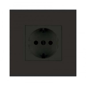 16A Schuko Socket Outlet 3x3 Black Orion Pre-Assembled