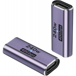 USB C Female to Female Coupler Adapter | 240W- 40Gbps- 8K@60Hz- 4K@120Hz | 2-Pack