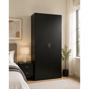 Fairmount 2 Door Wardrobe - Black - Finel Living