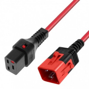 IEC Lock PC3637 2m C20 Dual-Lock to C19 Power Cable - Red