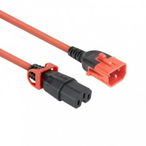 IEC Lock PC3877 3m C14 Dual-Lock to C15 Locking Power Cable - Red
