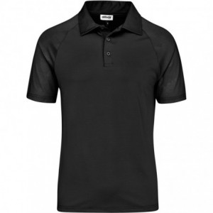 Mens Santorini Golf Shirt with Raglan Sleeves - Black