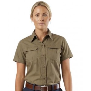 Vulcan Ladies Bush Shirt Ripstop Ss Khaki Xl