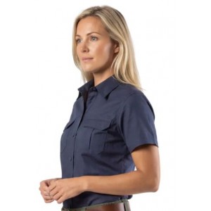 Vulcan Ladies Bush Shirt Ripstop Ss Navy Sml