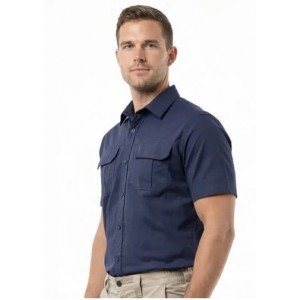 Vulcan Mens Bush Shirt Ripstop Ss Navy Sml