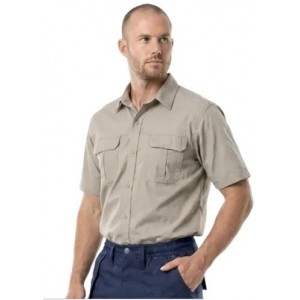 Vulcan Mens Bush Shirt Ripstop Ss Stone 2XL