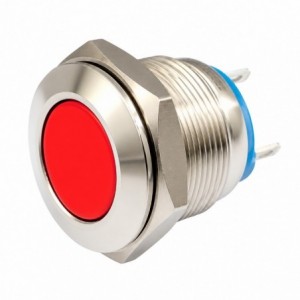 METAL PILOT INDICATOR LIGHT 16mm 24V 15mA IP67 RED SCREW GQ16AS-D/N-24V