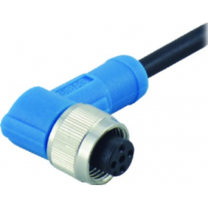 M12 4-Pole Female Plug Right-Angled Non-Shielded PVC 3m