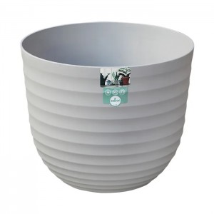 Savannah 40cm Contemporary Curvy Plastic Planter - Soft Grey