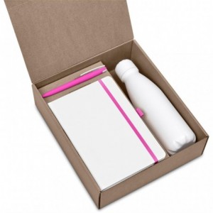 Stephens Kraft Gift Set with Bottle- Notebook &amp; Pen - Pink