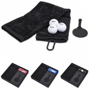 Alex Varga Blanco Golf Gift Set with Towel- Bag Tag &amp; Golf Balls