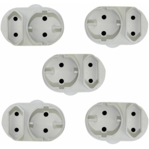 Noble 2-Pin European &amp; Round Schuko Adaptor - 5 Pack (White)