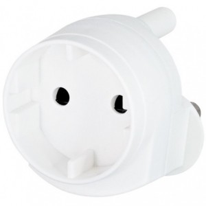 Noble 2-Pin Round Schuko to 3-Pin Single Plug Adaptor - White