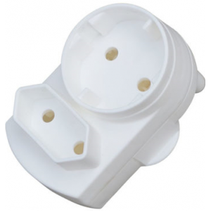 Noble 2-Pin European &amp; Round Schuko to 3-Pin Adaptor - White