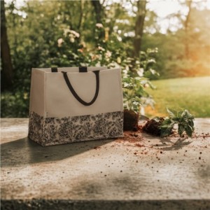 Okiyo Hana Botanical Printed 100% Cotton Canvas Tote Bag - 42 x 18 x 33cm