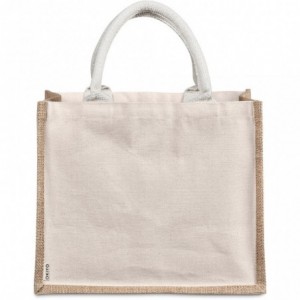 Okiyo Chinsai Midi Laminated Jute &amp; Cotton Tote - 30 x 15 x 25 cm
