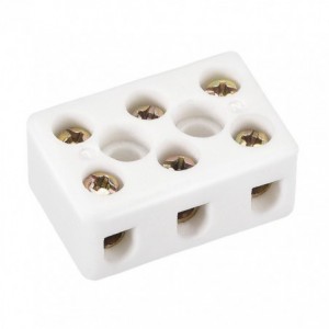 In-Line Barrier Ceramic Terminal Block 800-Deg-C 3-Way 30A CTB-3-3-30A