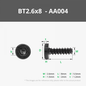 BT2.6x8 Socket Head Cap Self Tapping Screw (SHCS) - AA004 (20PCS)