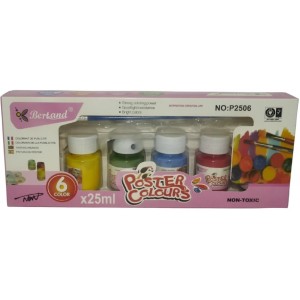 Bertand 6 x 25ml Assorted Poster Paint Colors Set