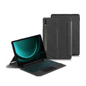 Tuff-Luv Bluetooth Keyboard Case with TrackPad for Samsung Tab S9 Plus- S10 Plus- and S9 FE Plus 12.4 inch - Black