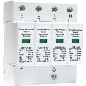 3P+N CL1+2 230V 60kA Plug-In DIN Surge Arrestor + AUX