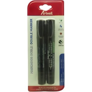 Artwell Permanent Double Black Marker 2PK