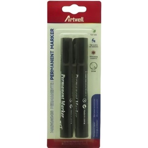 Artwell Permanent 2 Pack Black Marker - 2 To 3mm Tip Size