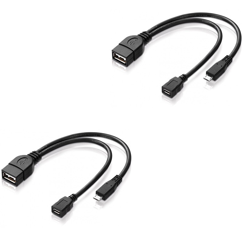 interferencia Cumplimiento a silencio Micro USB Host OTG Cable with Micro USB Power connector (20cm) - 2 Pack -  GeeWiz