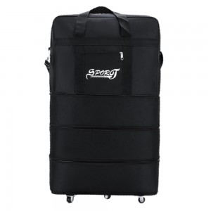 Expandable Travel Oxford Duffel Bag with Wheels - Medium | Black