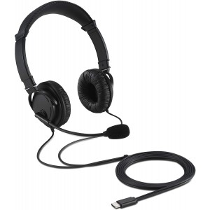 Kensington USB-C Dual Headset Headphones for Call Centre with Microphone - Black