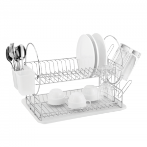 CASA CATANIA 202 2Tier Chrome-plated Dish Drainer - Clear White