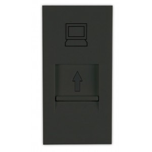Black RJ45 CAT6 Connection Socket 1M 22.5X45MM