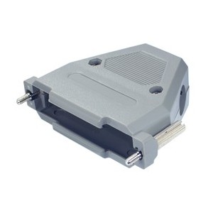Grey Plastic D-Sub Right Angle Shell for 37 Way Connector with Thumb Screws