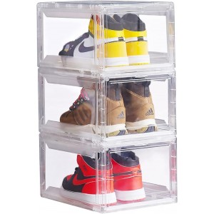 Stackable Shoe Storage Box | Magnetic Closure - Dust-Resistant | 3 Pack