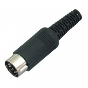 Male DIN Plug Connector 5 Way Black with Cable Strain Relief