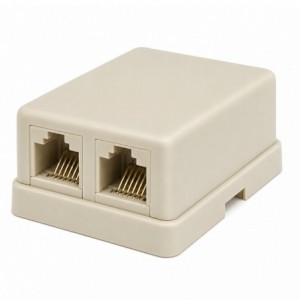 2x RJ11 RJ12 6P6C Inline Socket Telephone Cable Coupler Beige