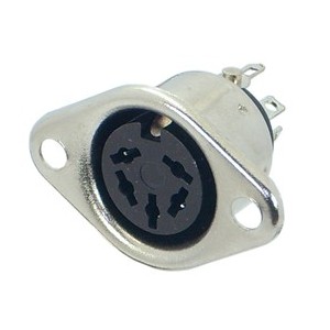 DIN 5-Way Chassis Mount Female Plug Connector with Flange 240 Degree