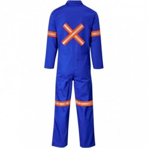 Safety Polycotton Boiler Suit - Reflective Arms Legs &amp; Back - Orange Tape