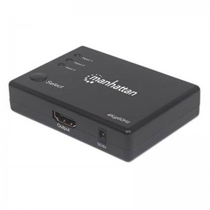 Manhattan 207676 4K Compact 3-Port HDMI Switch - Black