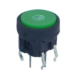 PCB Tactile Switch Round Illuminated Green 10mm B1737ABB
