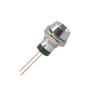 LED Holder 5mm Chrome with Diffused Yellow Round LED