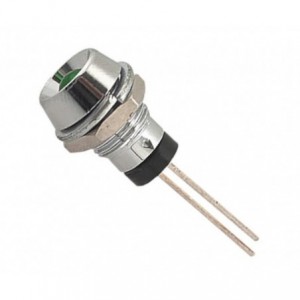 5mm Chrome Panel Mount LED Holder with Diffused Green Round LED